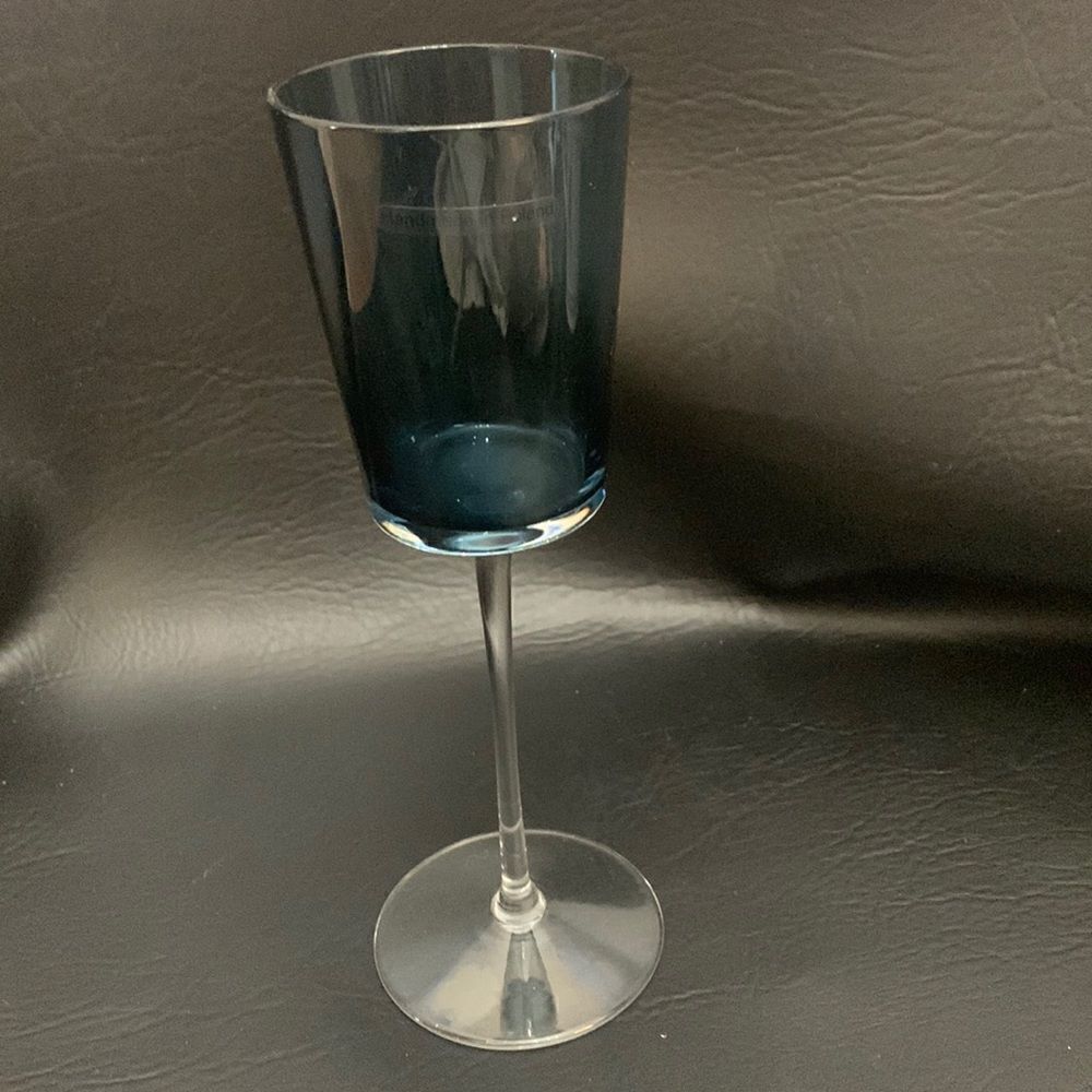 Champagne Flute Made Poland Long Stem Crystal Vintage Azure Blue Cocktail 8 Oz